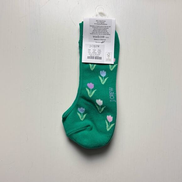 J.Crew Green Floral Socks No Show Socks Sz OS NWT - Picture 1 of 5